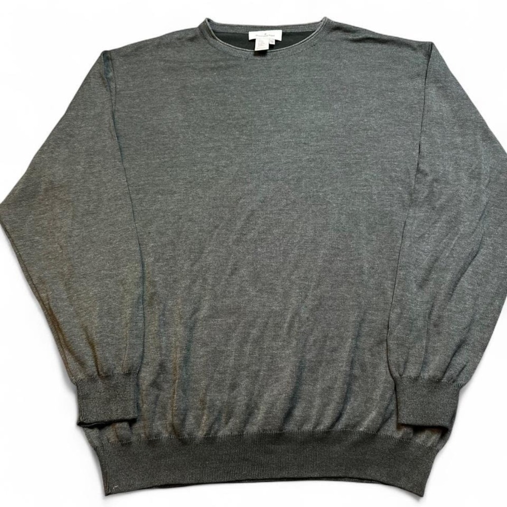 Ermenegildo Zegna Grayish Green Cotton Crewneck Sweater Pullover Mens XXL